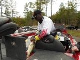 Tommy Robinson largemouth bass from livewell